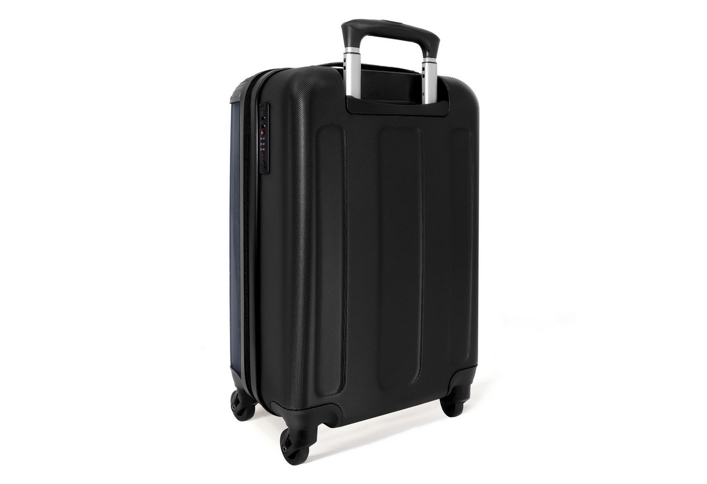 NoBoringSuitcases.com© Hartschalen-Trolley Blau mit schwarzem Streifen 55x35x20cm, 4 Rollen, Reisekoffer mit 4 Rollen, Carry on luggage, Männer Bild 3