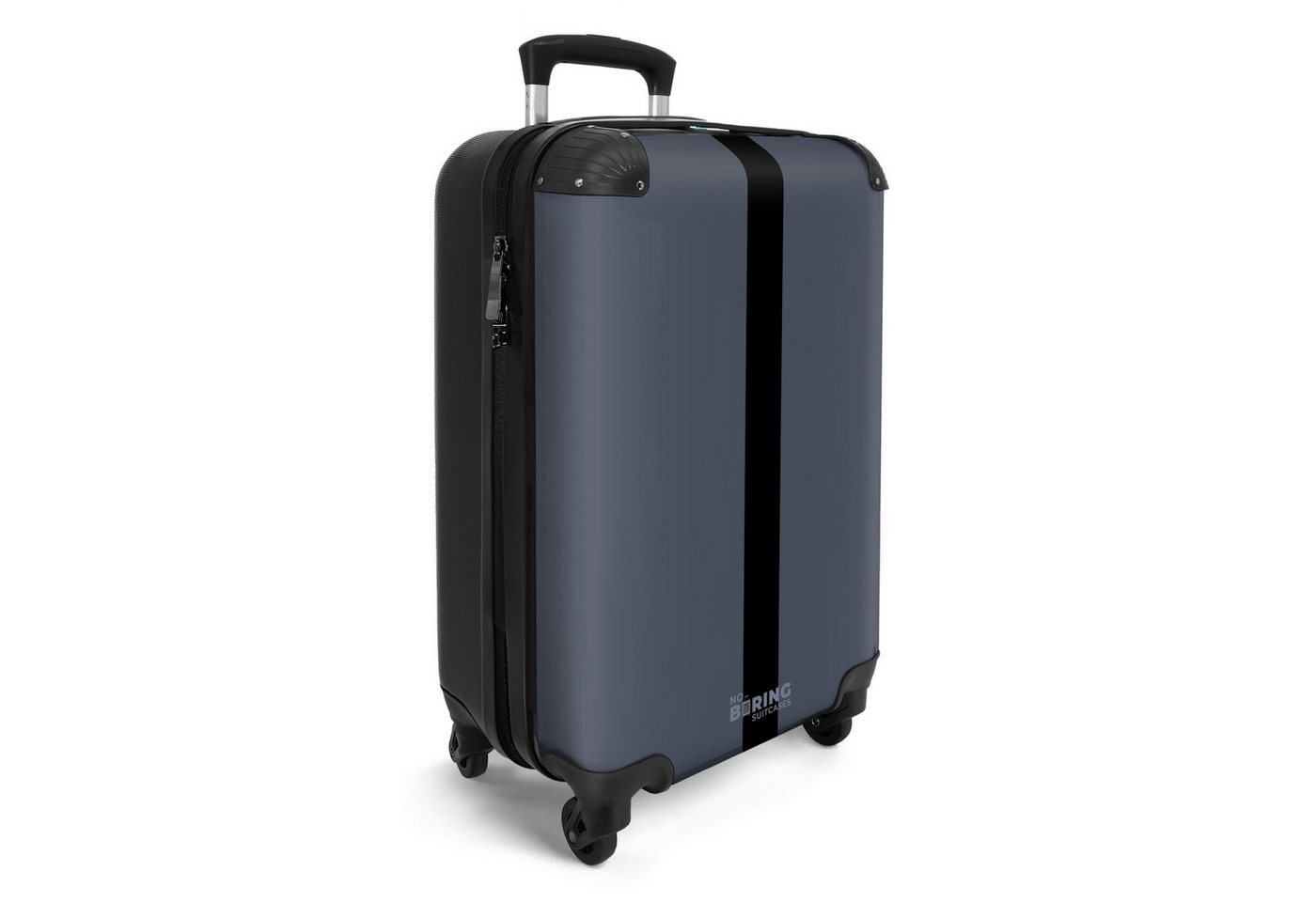 NoBoringSuitcases.com© Hartschalen-Trolley Blau mit schwarzem Streifen 55x35x20cm, 4 Rollen, Reisekoffer mit 4 Rollen, Carry on luggage, Männer Bild 4