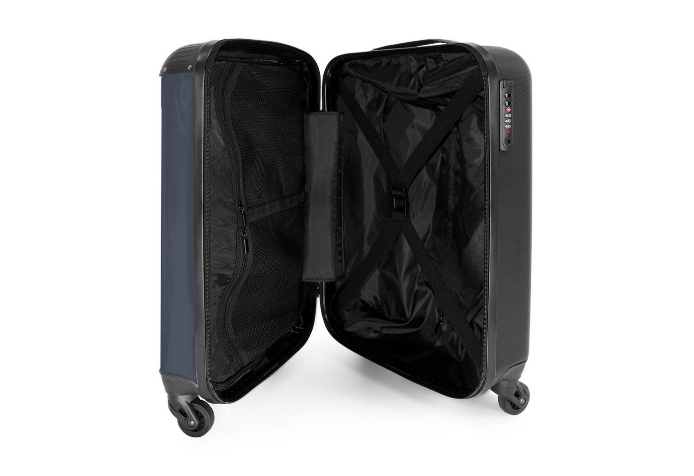 NoBoringSuitcases.com© Hartschalen-Trolley Blau mit schwarzem Streifen 55x35x20cm, 4 Rollen, Reisekoffer mit 4 Rollen, Carry on luggage, Männer Bild 5