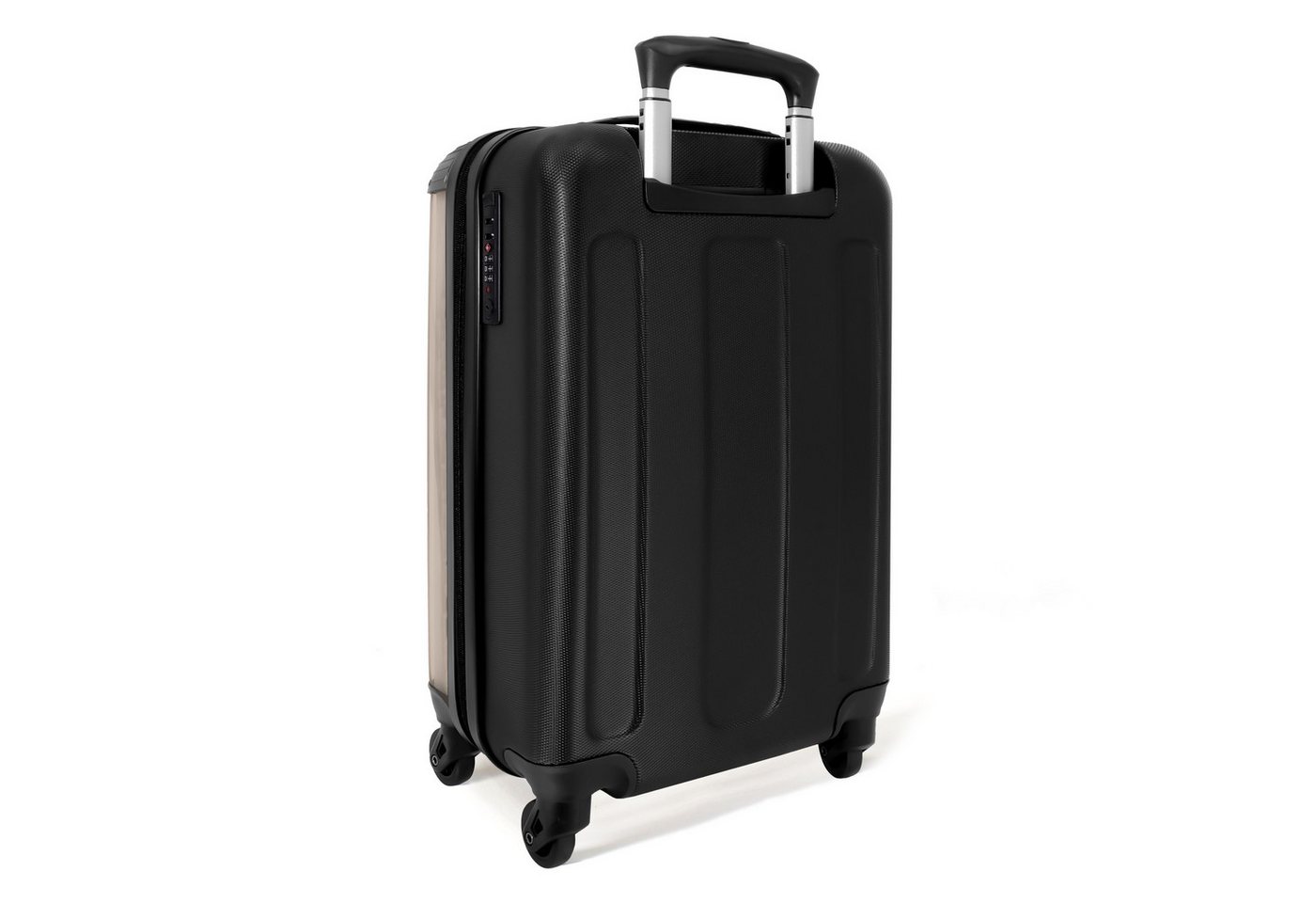 NoBoringSuitcases.com© Hartschalen-Trolley Beige mit schwarzem Streifen 55x35x20cm, 4 Rollen, Reisekoffer mit 4 Rollen, Carry on luggage, Männer Bild 2