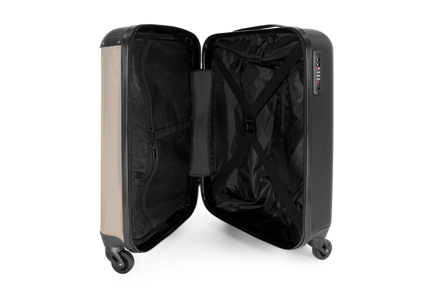 NoBoringSuitcases.com© Hartschalen-Trolley Beige mit schwarzem Streifen 55x35x20cm, 4 Rollen, Reisekoffer mit 4 Rollen, Carry on luggage, Männer Bild 4