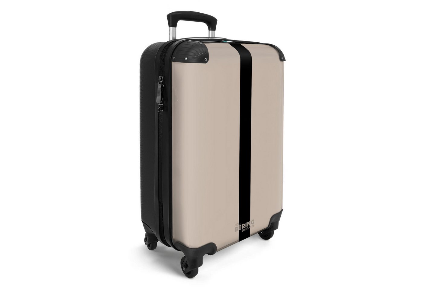 NoBoringSuitcases.com© Hartschalen-Trolley Beige mit schwarzem Streifen 55x35x20cm, 4 Rollen, Reisekoffer mit 4 Rollen, Carry on luggage, Männer Bild 5