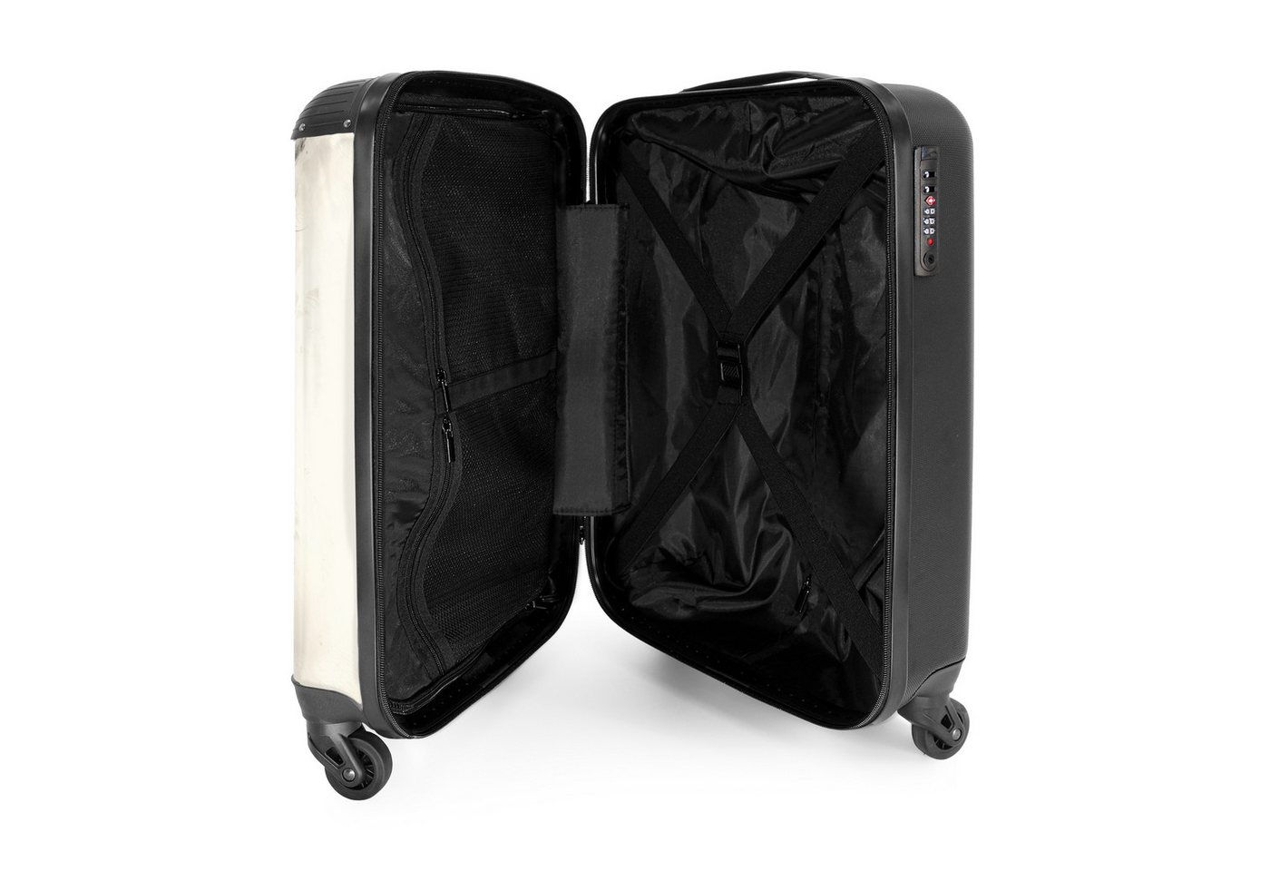 NoBoringSuitcases.com© Hartschalen-Trolley Schwarzer und weißer Panther mit roter Farbe 55x35x20cm, Reisekoffer mit 4 Rollen, Carry on luggage, Männer Bild 3