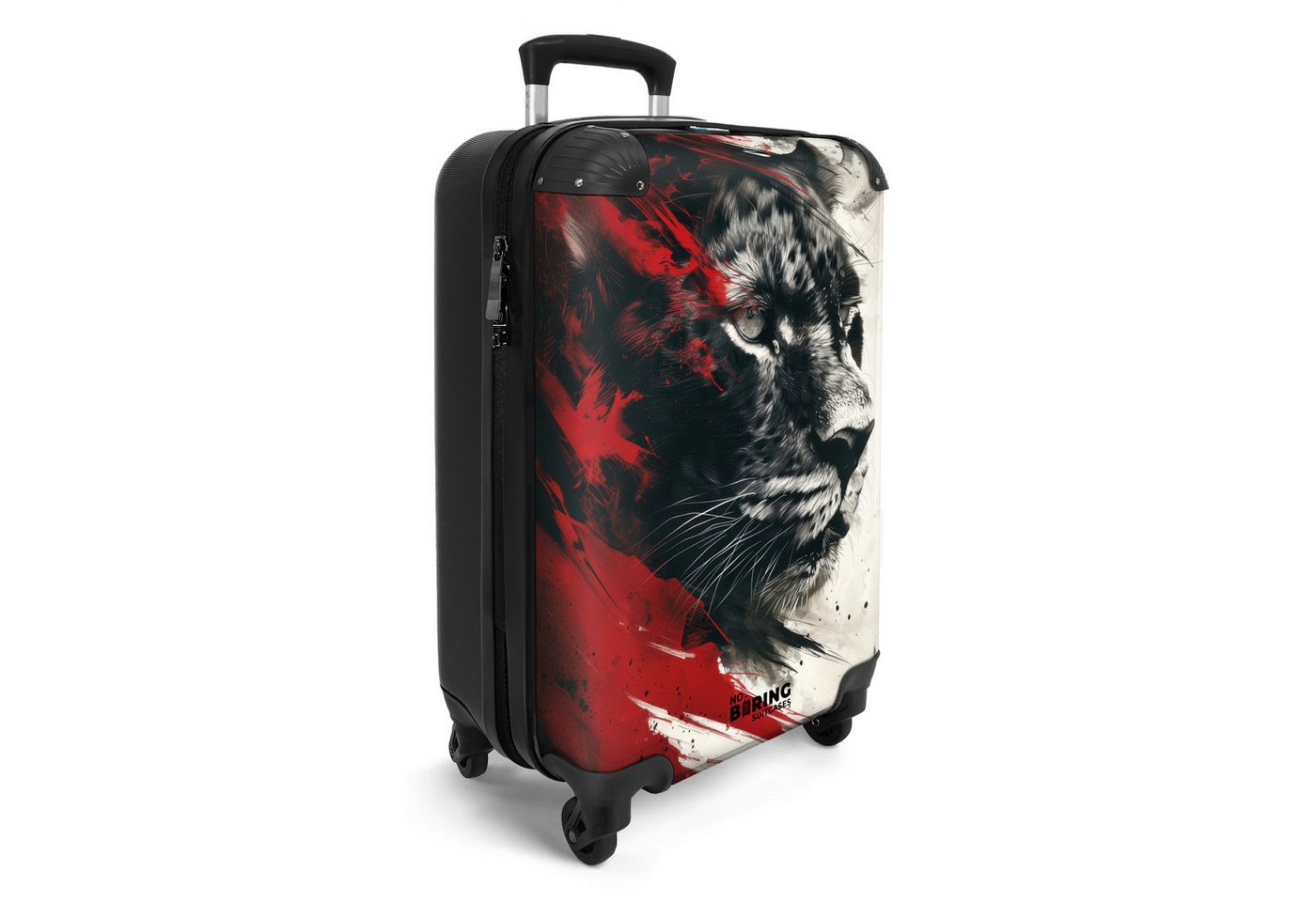 NoBoringSuitcases.com© Hartschalen-Trolley Schwarzer und weißer Panther mit roter Farbe 55x35x20cm, Reisekoffer mit 4 Rollen, Carry on luggage, Männer Bild 5