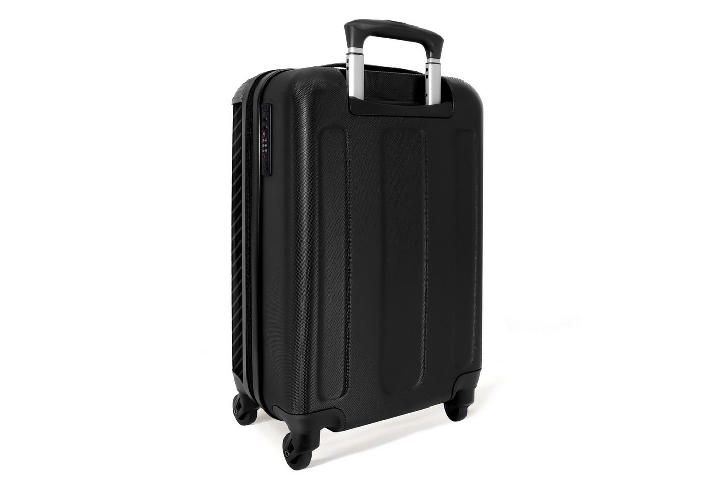 NoBoringSuitcases.com© Hartschalen-Trolley Schwarz mit abstrakten Linien 55x35x20cm, Reisekoffer mit 4 Rollen, Carry on luggage, Männer Bild 3