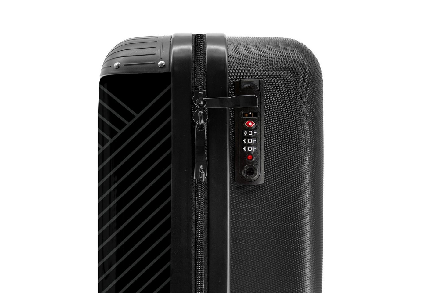 NoBoringSuitcases.com© Hartschalen-Trolley Schwarz mit abstrakten Linien 55x35x20cm, Reisekoffer mit 4 Rollen, Carry on luggage, Männer Bild 4
