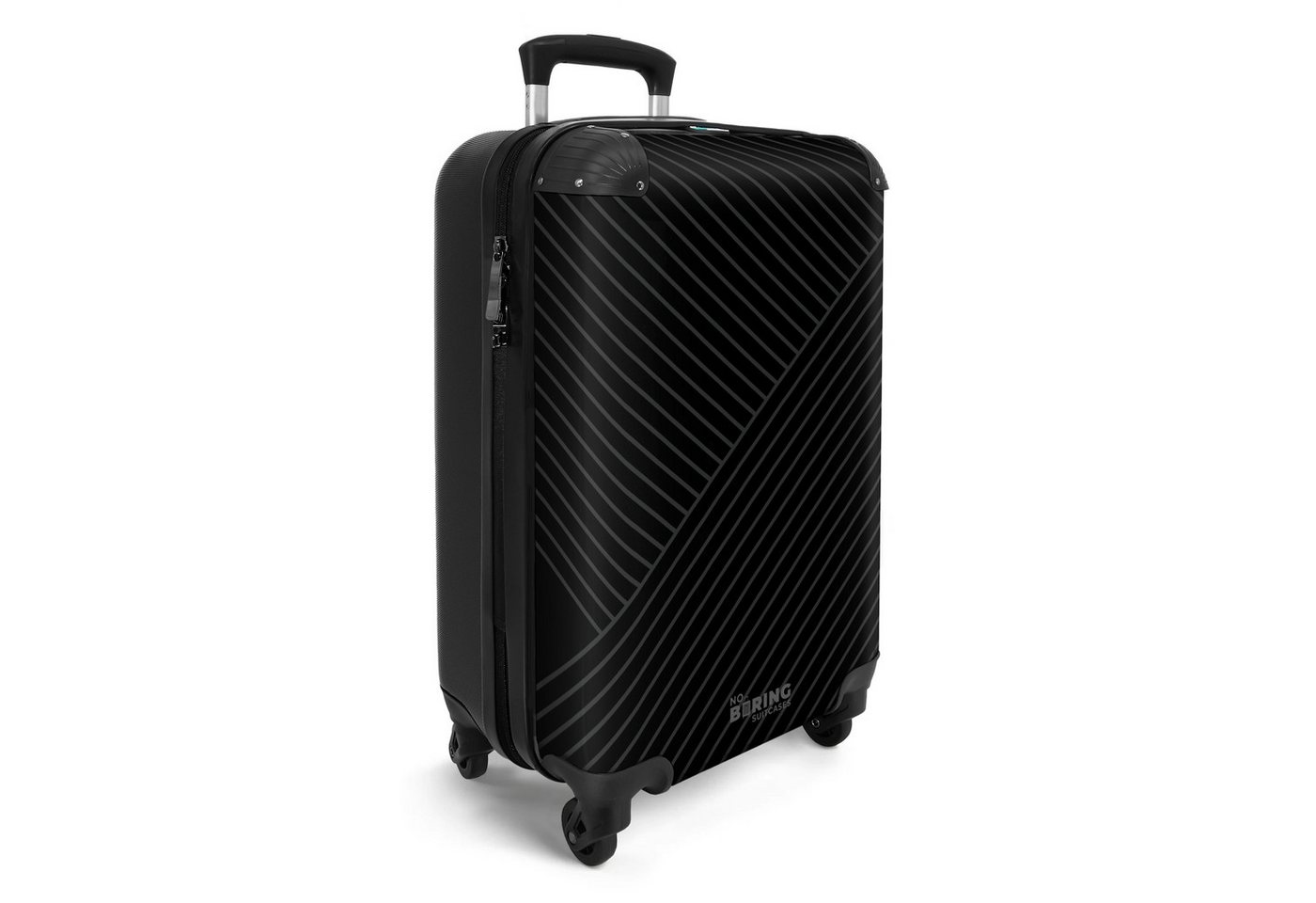 NoBoringSuitcases.com© Hartschalen-Trolley Schwarz mit abstrakten Linien 55x35x20cm, Reisekoffer mit 4 Rollen, Carry on luggage, Männer Bild 5