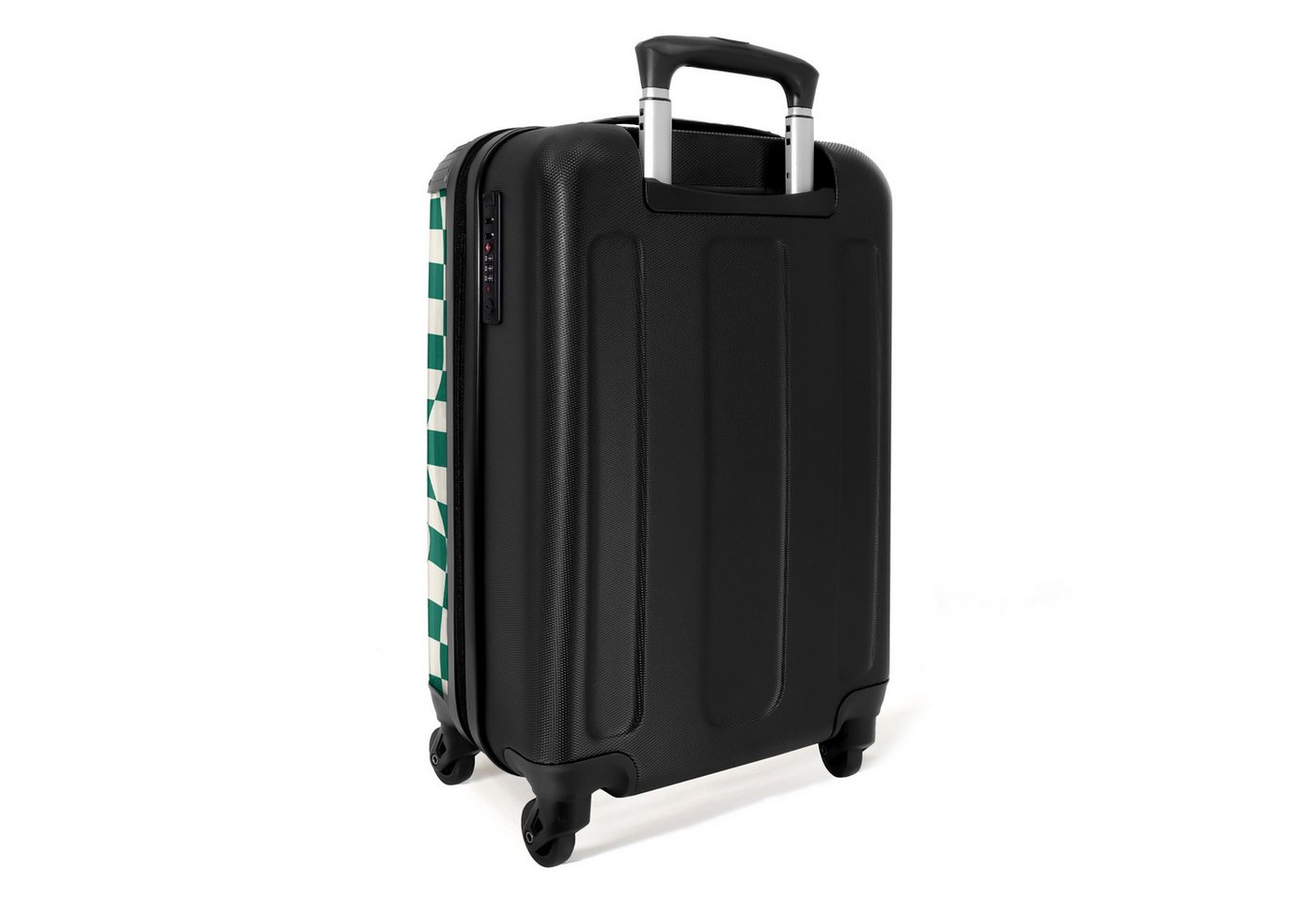NoBoringSuitcases.com© Hartschalen-Trolley Grün-weißer Karodruck in Wellenform 55x35x20cm, 4 Rollen, Reisekoffer mit 4 Rollen, Carry on luggage, Männer Bild 3