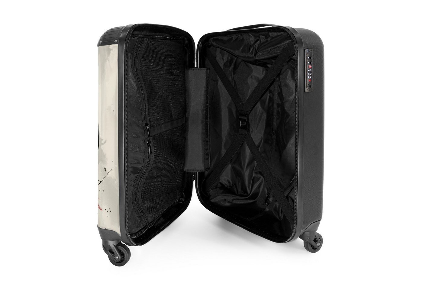 NoBoringSuitcases.com© Hartschalen-Trolley Schwarzer und weißer Adler mit roter Farbe 55x35x20cm, Reisekoffer mit 4 Rollen, Carry on luggage, Männer Bild 2