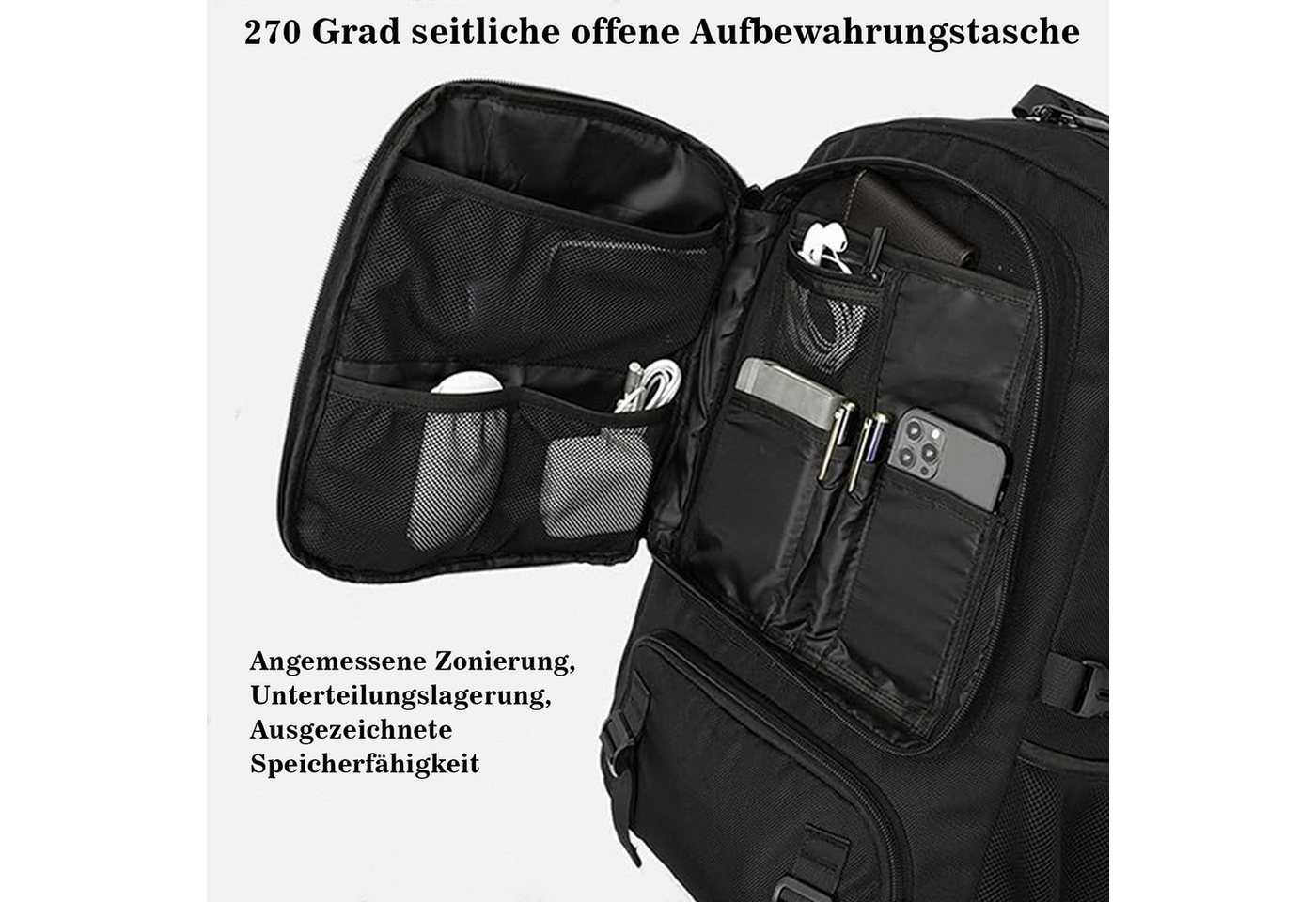 OKWISH Reiserucksack Laptop Rucksack Rucksäcke Groß Schulrucksack Laptoprucksack (Oxford Reisen Notebook Laptop Tasche Schule Handgepäck erweiterbar, 1-tlg., Anti-Diebstahl, Backpack mit Laptopfach, USB-Lade-Anschluss), für Herren Damen Jungen Teenager Freizeit Arbeit Business Reisen