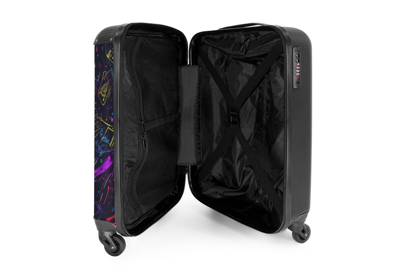 NoBoringSuitcases.com© Kinderkoffer Spielewelt im Neon-Stil 55x35x20cm, 4 Rollen, Handgepäck Koffer, Hartschalenkoffer Kinder, Reisekoffer Jungen Bild 4