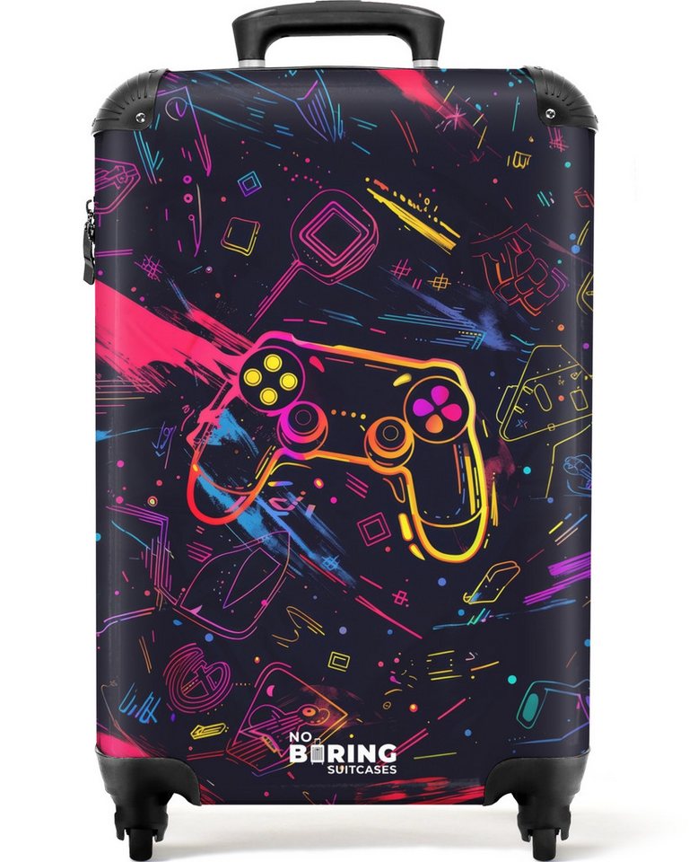 NoBoringSuitcases.com© Kinderkoffer Spielewelt im Neon-Stil 55x35x20cm, 4 Rollen, Handgepäck Koffer, Hartschalenkoffer Kinder, Reisekoffer Jungen Bild 5