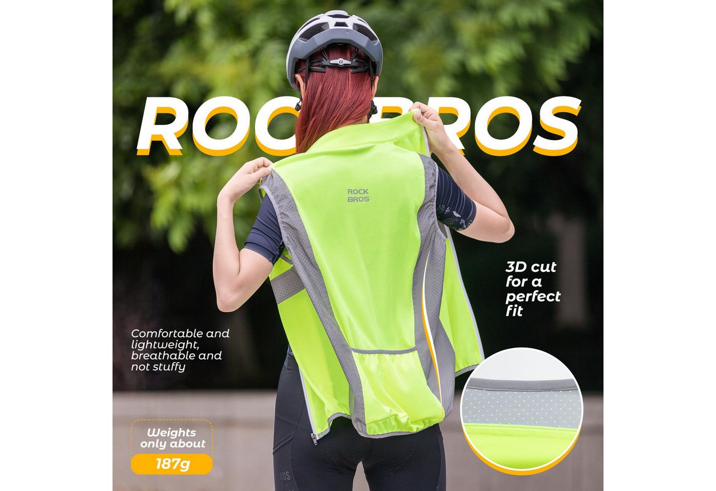 ROCKBROS Fahrradjacke Reflektierende Fahrradweste, reflektierend, atmungsaktiv, winddicht Bild 2