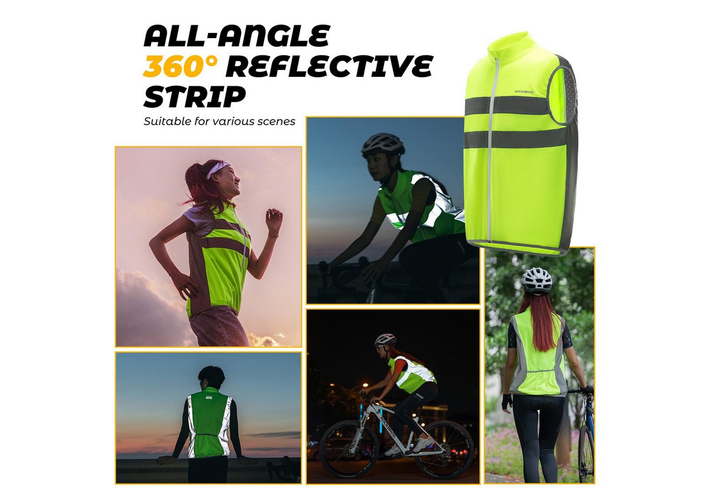 ROCKBROS Fahrradjacke Reflektierende Fahrradweste, reflektierend, atmungsaktiv, winddicht Bild 4