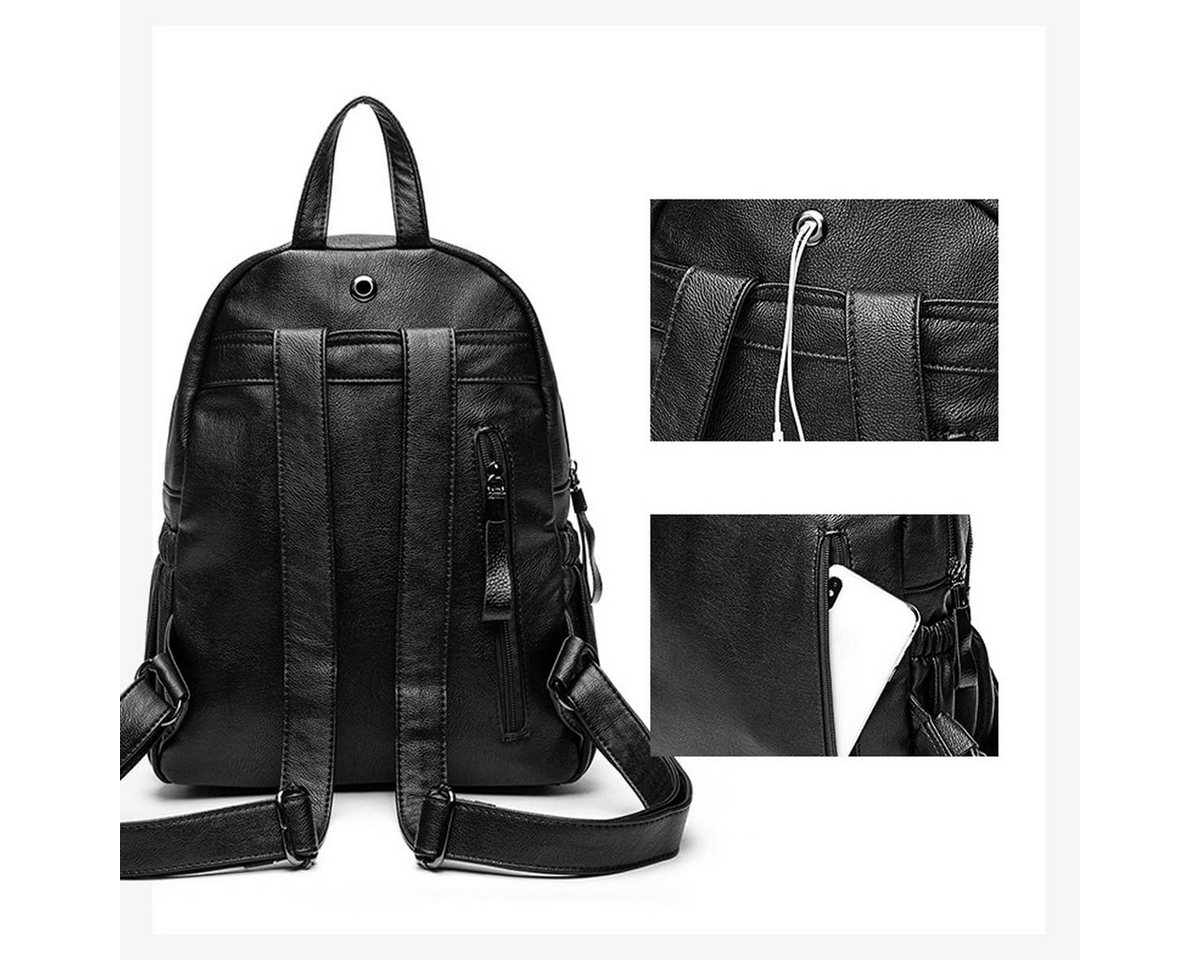MOPUEA Rucksack Rucksack aus echtem Leder Damen modisch wasserdicht große kapazität (Damen Rucksack Leder Umhängetasche, Multifunktionaler Damen Rucksack, für Arbeit, Uni, Freizeit, Reisen), Wasserdicht weich große Kapazität, mehrere Taschen, verstellbare Gurte
