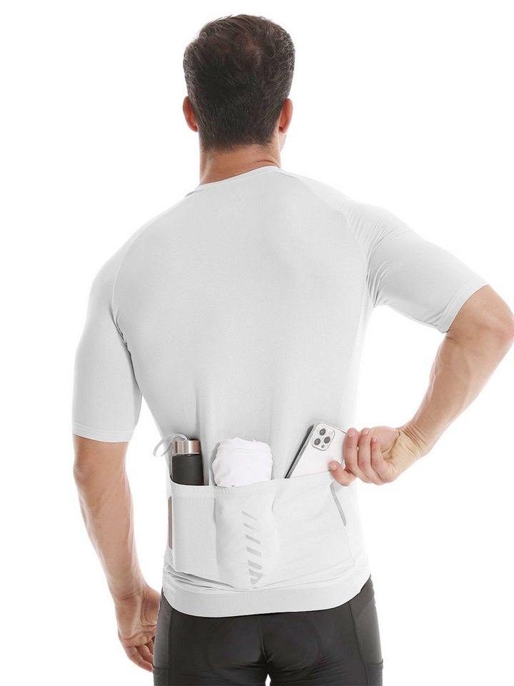 Wulibike Radtrikot Kurzarm atmungsaktiv Sommer Mesh Reflektoren Silikon-Grip Slim Fit (1-tlg) Reflektoren, rutschfestes Silikonband Bild 5