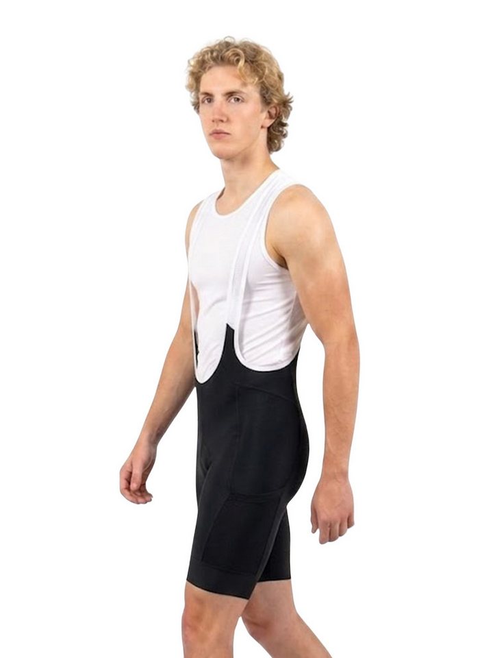 Wulibike Radhose Herren, Muskelunterstützend 3D-Sitzpolster 3 Taschen (1-tlg) atmungsaktive Mesh-Hosenträger, reflektierende Sicherheitsdetails