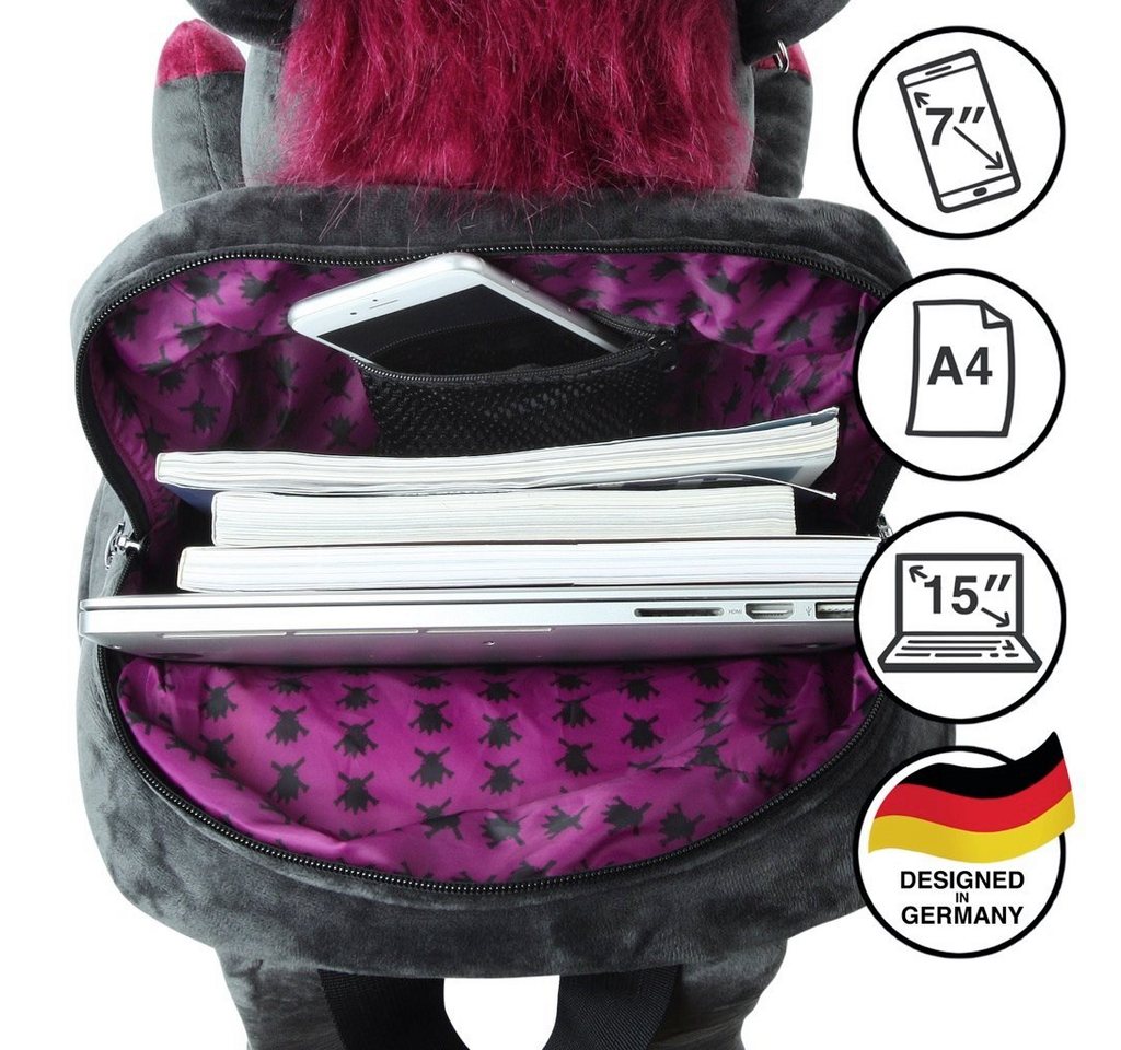 Corimori Rucksack Große Kuscheltier Plüsch Tasche (Einhorn und Bär), Flauschig, Backpack, Gothic, Kawaii Schulsachen, Kuscheltier, Motorrad Bild 2