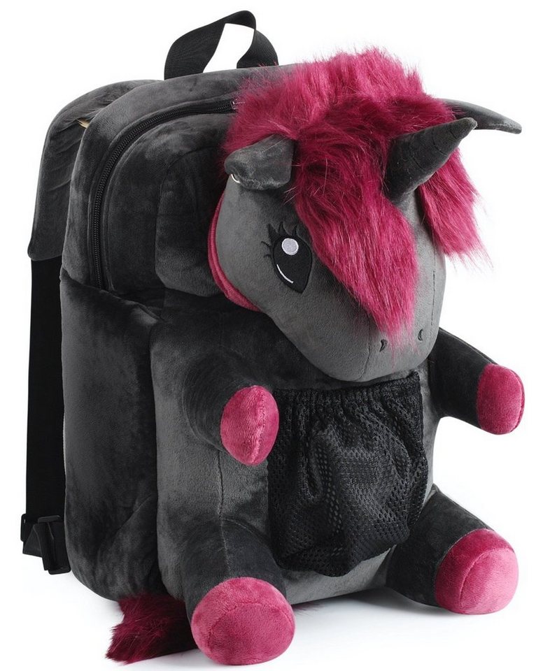 Corimori Rucksack Große Kuscheltier Plüsch Tasche (Einhorn und Bär), Flauschig, Backpack, Gothic, Kawaii Schulsachen, Kuscheltier, Motorrad Bild 3