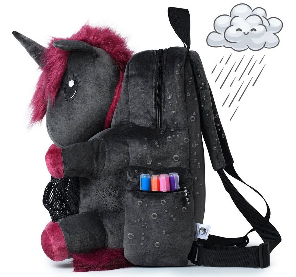 Corimori Rucksack Große Kuscheltier Plüsch Tasche (Einhorn und Bär), Flauschig, Backpack, Gothic, Kawaii Schulsachen, Kuscheltier, Motorrad Bild 4