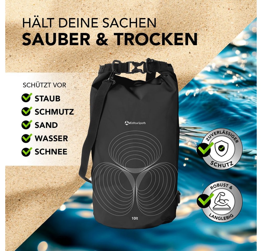 #DoYourSports Aufbewahrungstasche PVC dry bag 5-20L inkl. Nylongurt, Skifahren Camping Bergsteigen Abenteuer wasserdicht UV-Schutz