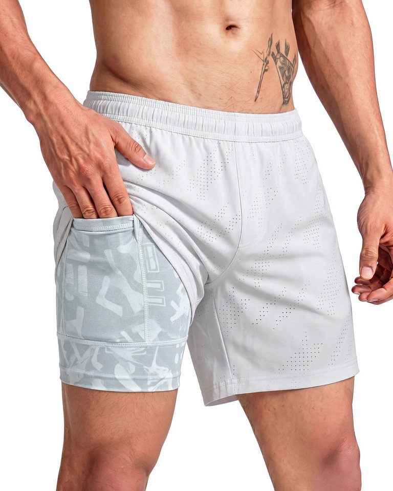 MaaMgic Laufshorts Herren 2-in-1 atmungsaktiv Trainingsshorts Stretch kurz Sporthose (1-tlg) Bild 3