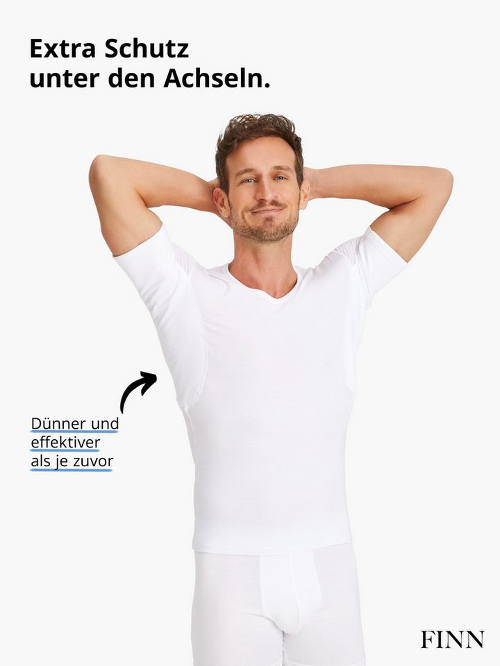 FINN Design Funktionsunterhemd Wasserabweisendes Anti-Schweiß Shirt Herren mit V-Ausschnitt Schutz vor Schweißflecken und Schweißgeruch am gesamten Oberkörper Bild 2