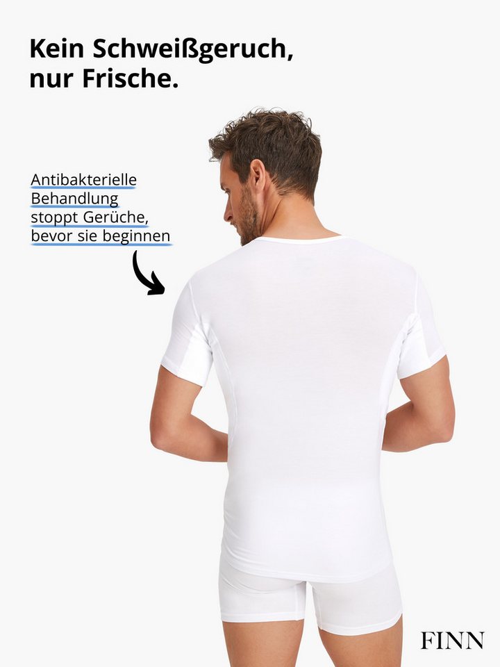 FINN Design Funktionsunterhemd Wasserabweisendes Anti-Schweiß Shirt Herren mit V-Ausschnitt Schutz vor Schweißflecken und Schweißgeruch am gesamten Oberkörper Bild 3