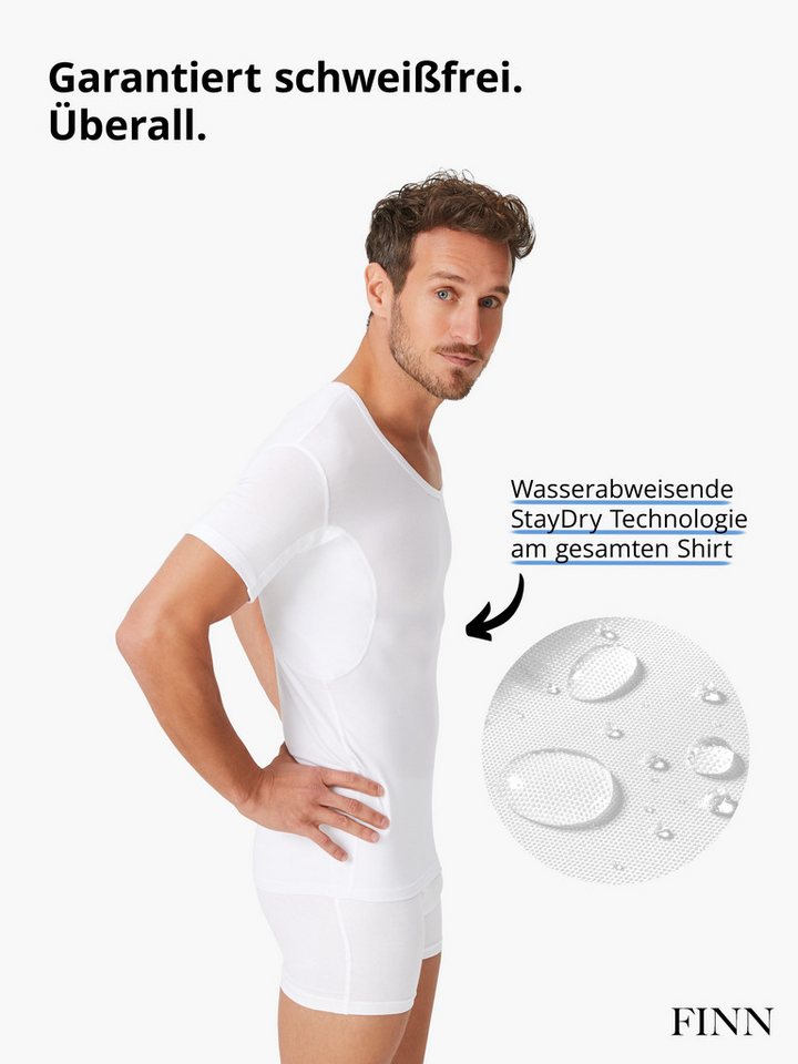 FINN Design Funktionsunterhemd Wasserabweisendes Anti-Schweiß Shirt Herren mit V-Ausschnitt Schutz vor Schweißflecken und Schweißgeruch am gesamten Oberkörper Bild 4