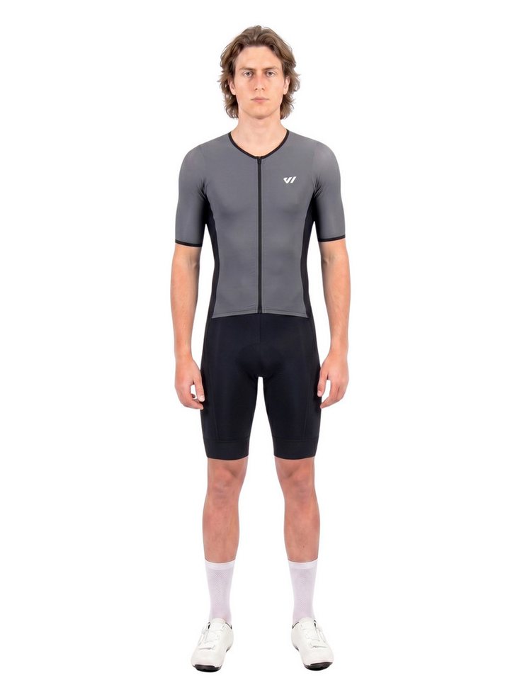 Wulibike Trainingsanzug Herren-Triathlonanzug Kurzarm Einteiler mit Sitzpolster, atmungsaktiv (Einteilig, 1-tlg), aerodynamischer Trainingsanzug für Radsport Laufen Schwimmen
