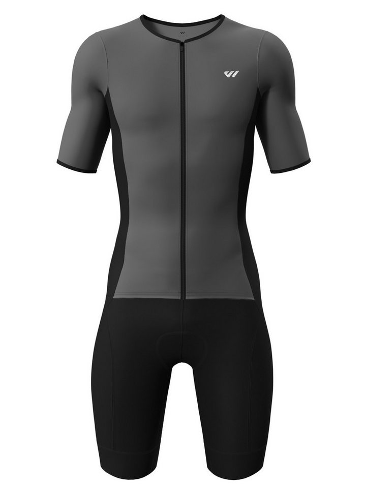 Wulibike Trainingsanzug Herren-Triathlonanzug Kurzarm Einteiler mit Sitzpolster, atmungsaktiv (Einteilig, 1-tlg), aerodynamischer Trainingsanzug für Radsport Laufen Schwimmen Bild 2