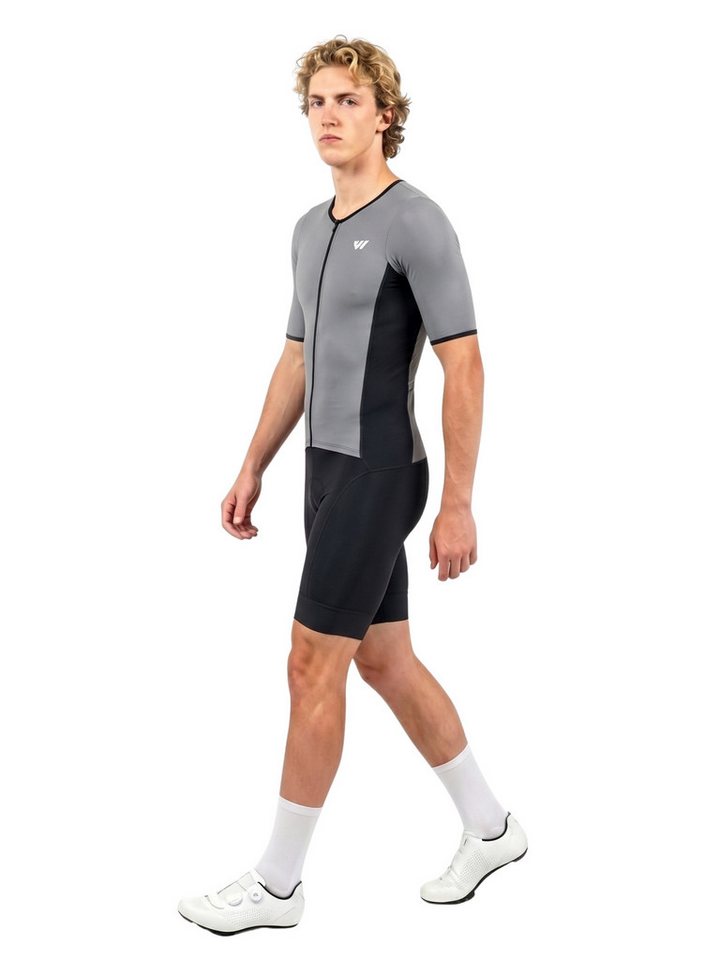 Wulibike Trainingsanzug Herren-Triathlonanzug Kurzarm Einteiler mit Sitzpolster, atmungsaktiv (Einteilig, 1-tlg), aerodynamischer Trainingsanzug für Radsport Laufen Schwimmen Bild 3