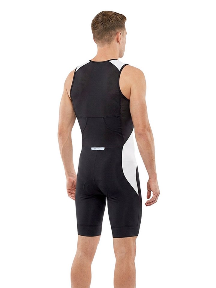 Wulibike Trainingsanzug Herren Trisuit ärmelloser Triathlon-Einteiler mit Frontreißverschluss (Einteilig, 1-tlg), Atmungsaktiv mit stützendem Sitzpolster, Muskelkompression & Taschen Bild 5