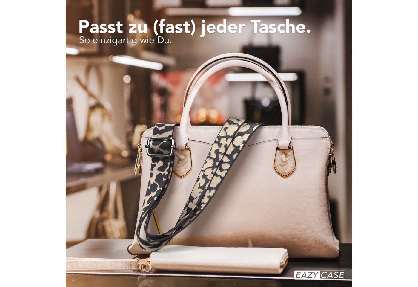 EAZY CASE Schulterriemen Ersatz Taschenriemen Boho Style Schmale Kordel als Taschenband für Umhängetaschen Taupe Camouflage Bild 5