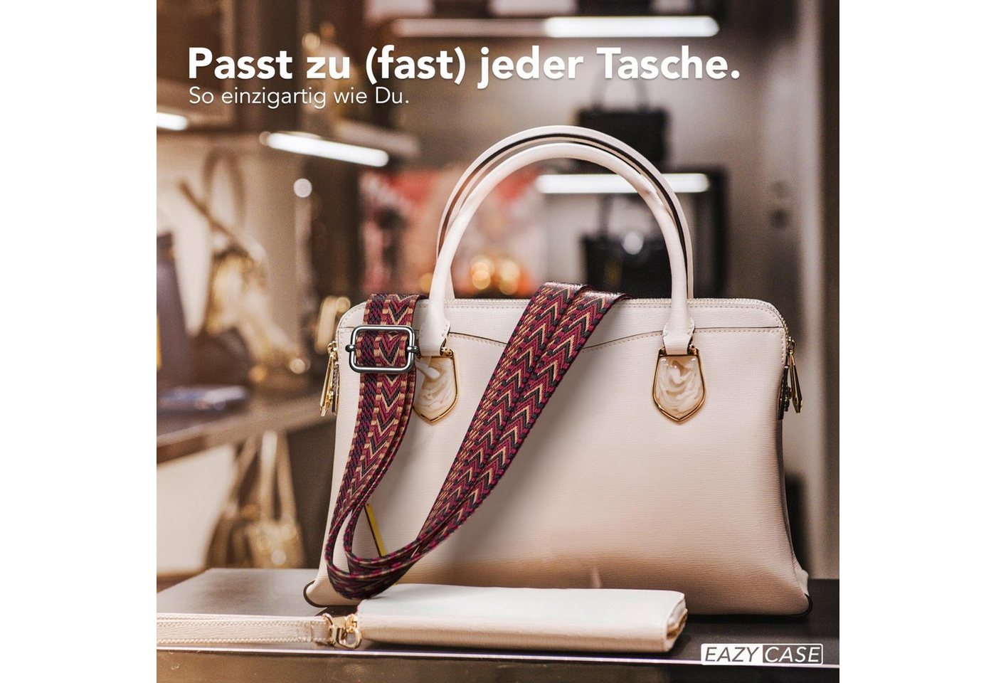 EAZY CASE Schulterriemen Ersatz Taschenriemen Boho Style Breiter Riemen zum Umhängen für Umhängetasche Bunt Wechselgürtel Rot Bild 3