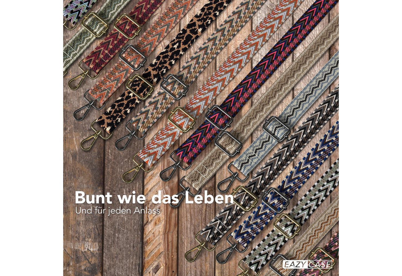 EAZY CASE Schulterriemen Ersatz Taschenriemen Boho Style Breiter Riemen zum Umhängen für Umhängetasche Bunt Wechselgürtel Rot Bild 4