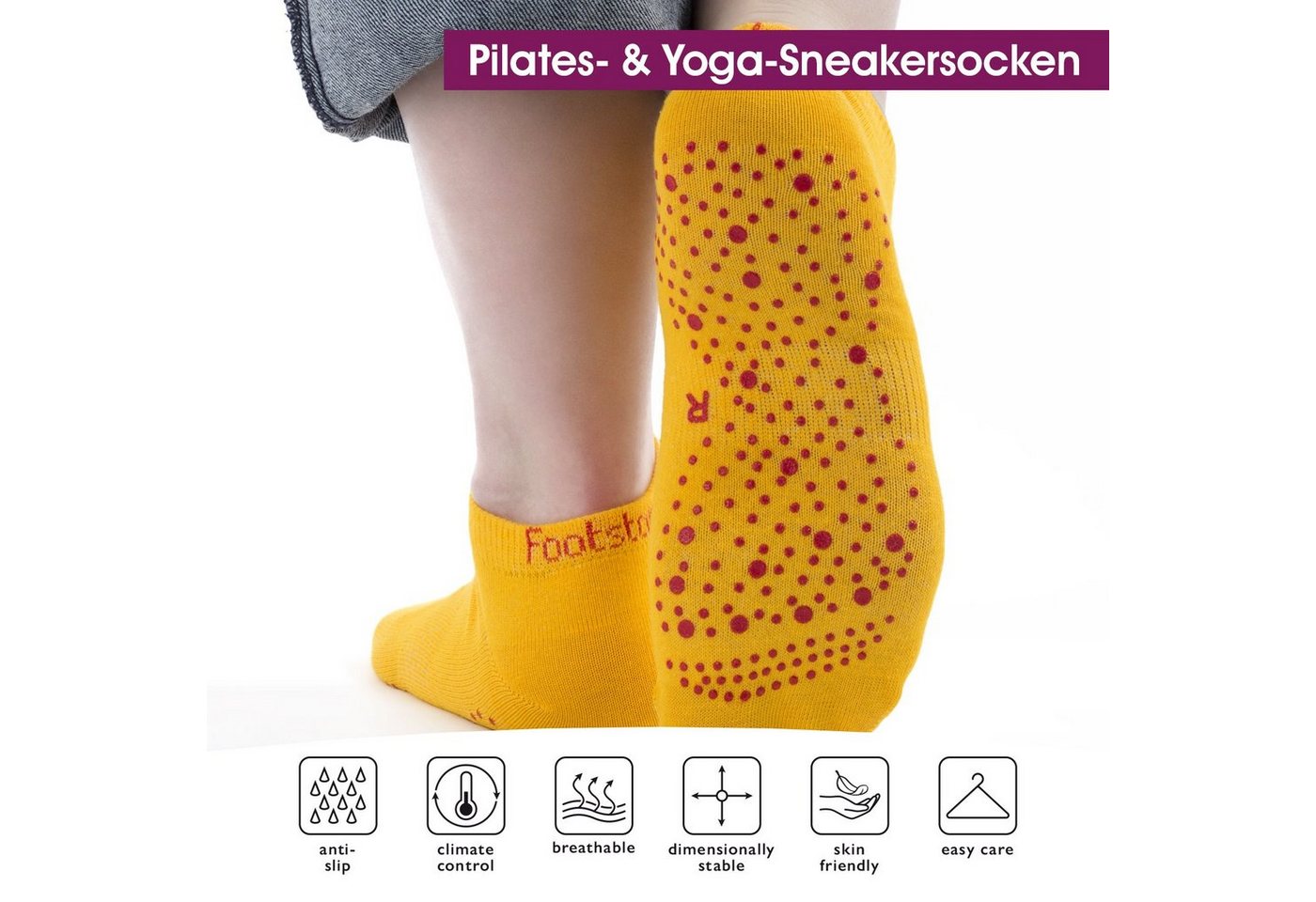 celodoro Sportsocken Damen Pilates & Yoga Sneaker Socken mit ABS (6 Paar)