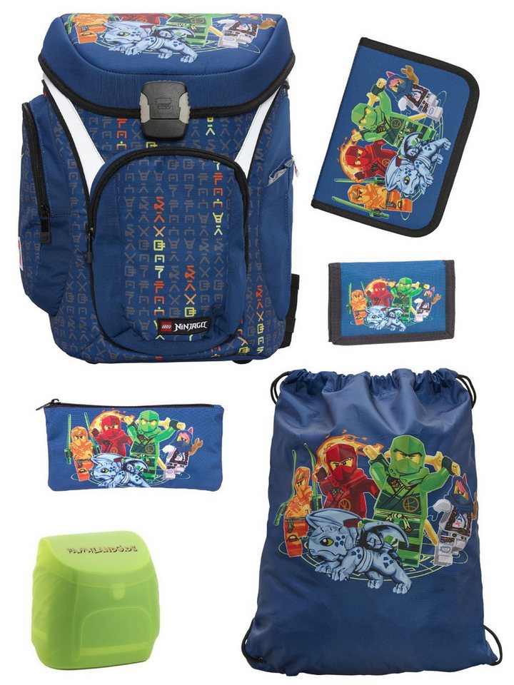 LEGO® Bags Schulranzen Explorer Lego Ninjago Schultasche Blau ab der 1. Klasse (Set, 6-tlg., mit Federmäppchen, Schlamper, Geldbeutel & Turnbeutel), ergonomisch, mit Hüft- & Brustgurt, Ninja Family Bild 3