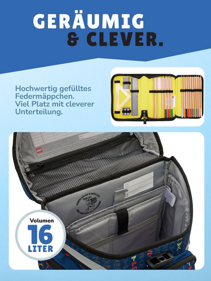 LEGO® Bags Schulranzen Explorer Lego Ninjago Schultasche Blau ab der 1. Klasse (Set, 6-tlg., mit Federmäppchen, Schlamper, Geldbeutel & Turnbeutel), ergonomisch, mit Hüft- & Brustgurt, Ninja Family Bild 5