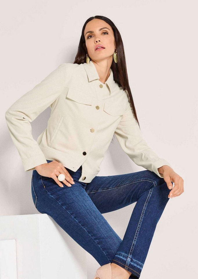 MADELEINE Outdoorjacke Kurzjacke mit Umlegekragen Freizeitjacke mit Knopfleiste, Pattentaschen und Langarm