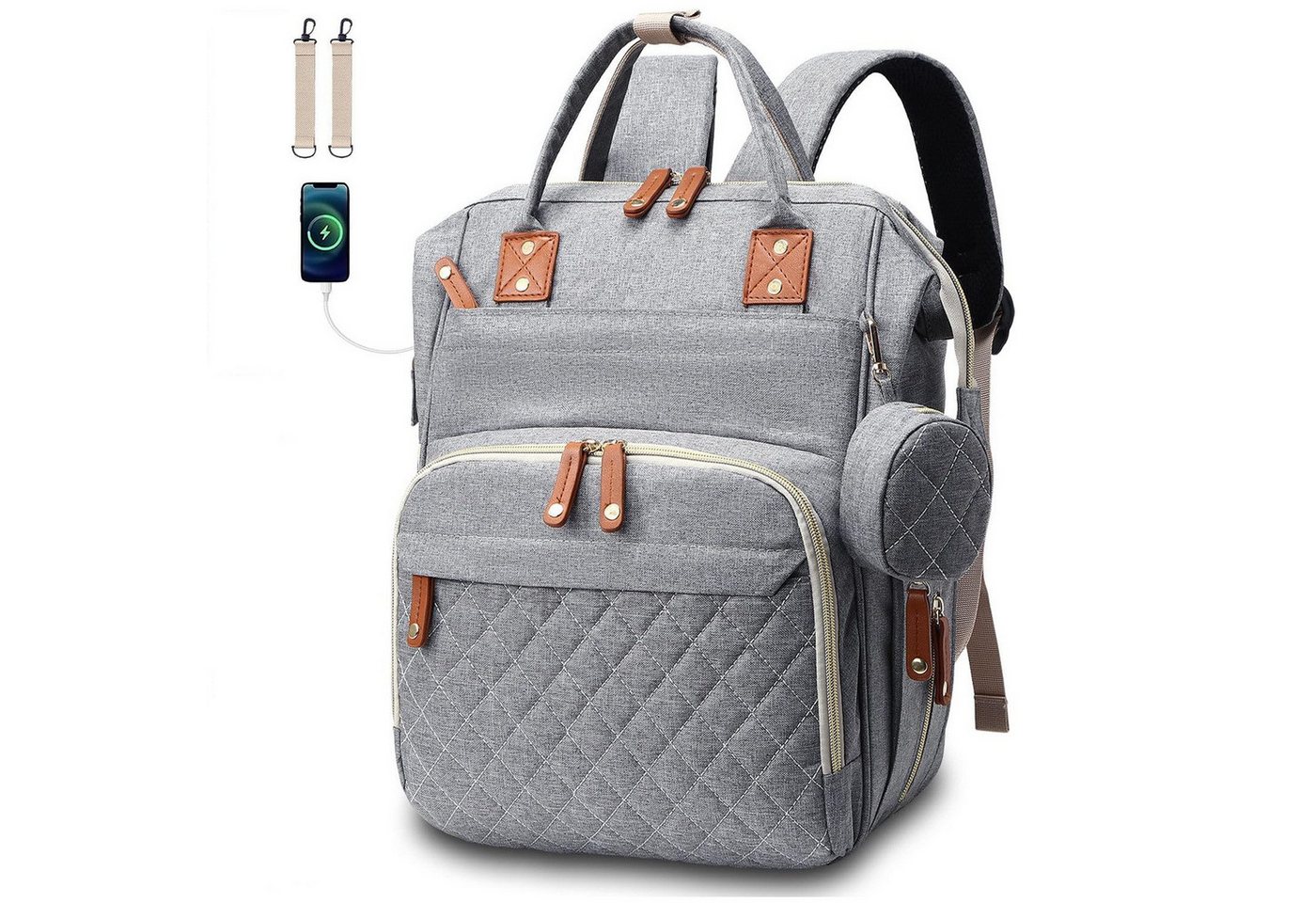 ibettertec Wickelrucksack Wickeltasche Rucksack Großer Baby Wickelrucksack mit Multifunktions (und Kinderwagengurte - für Mama und Papa, 16 Taschen), Mommy Bag Bild 3