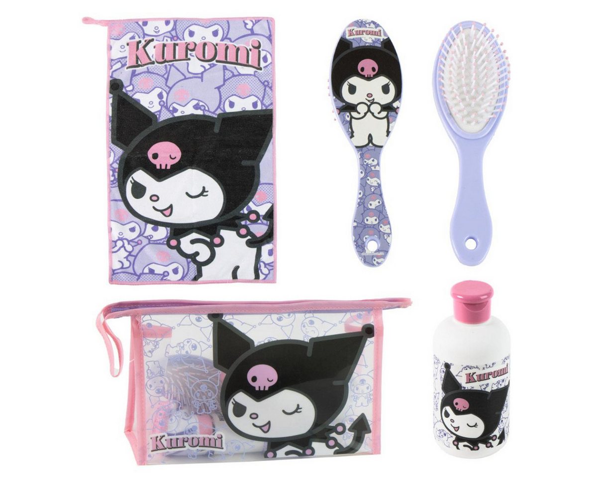 Hello Kitty Kulturbeutel - Kuromi Kinder Waschset Haarbürste Handtuch Travel Zubehör (3-tlg) Bild 3