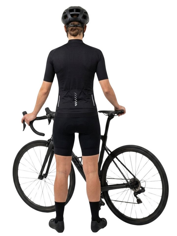 Wulibike Radtrikot Damen, Fahrradtrikot Classic Kurzarm Slim Fit mit Frontreißverschluss (1-tlg) Elastischer Schnelltrocken-Stoff, 3 Taschen & Reflektoren