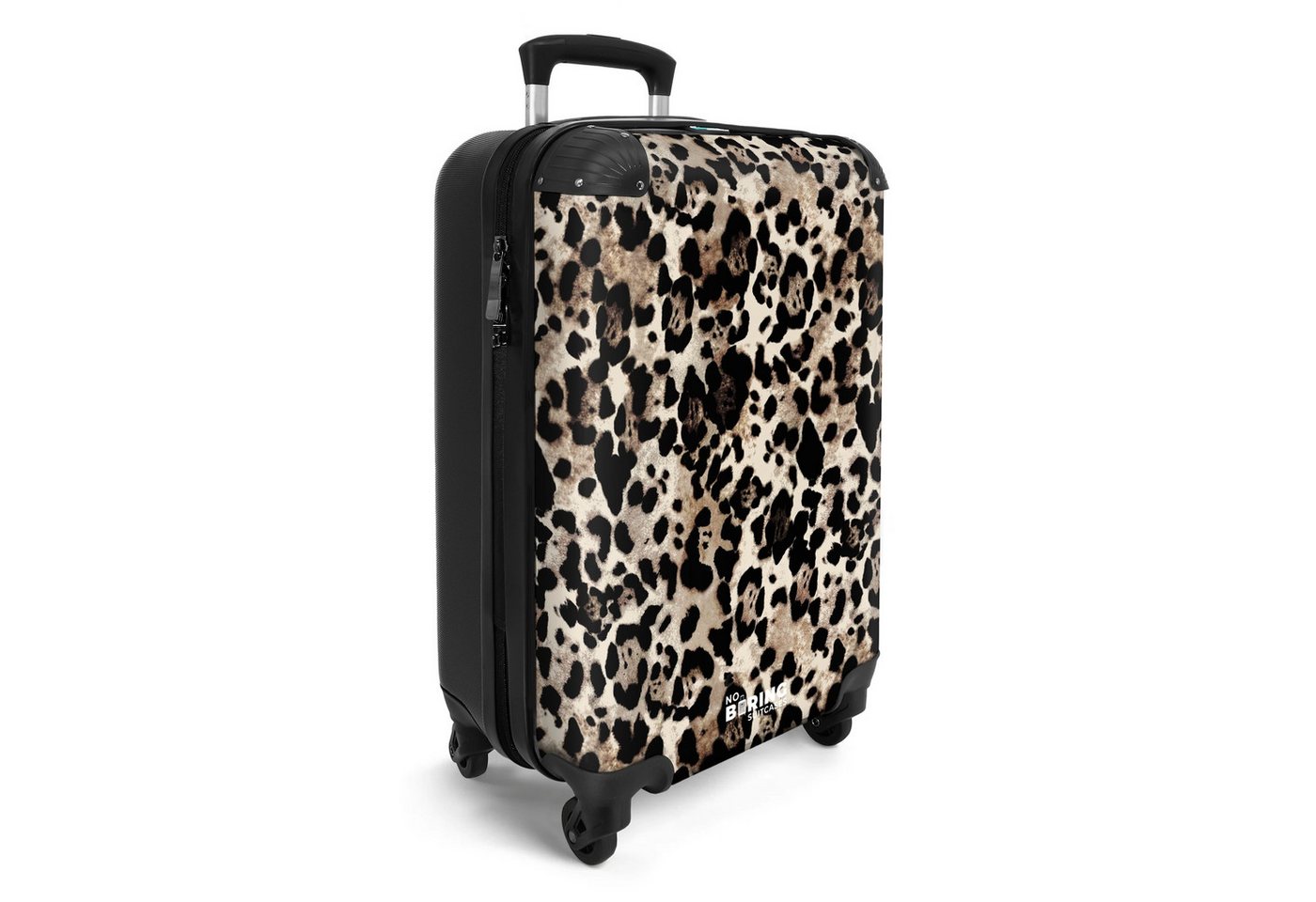 NoBoringSuitcases.com© Hartschalen-Trolley Pantherdruck - Beige - Schwarz 55x35x20cm, Reisetasche mit Rollen, Koffer Handgepäck Flugzeug Bild 3