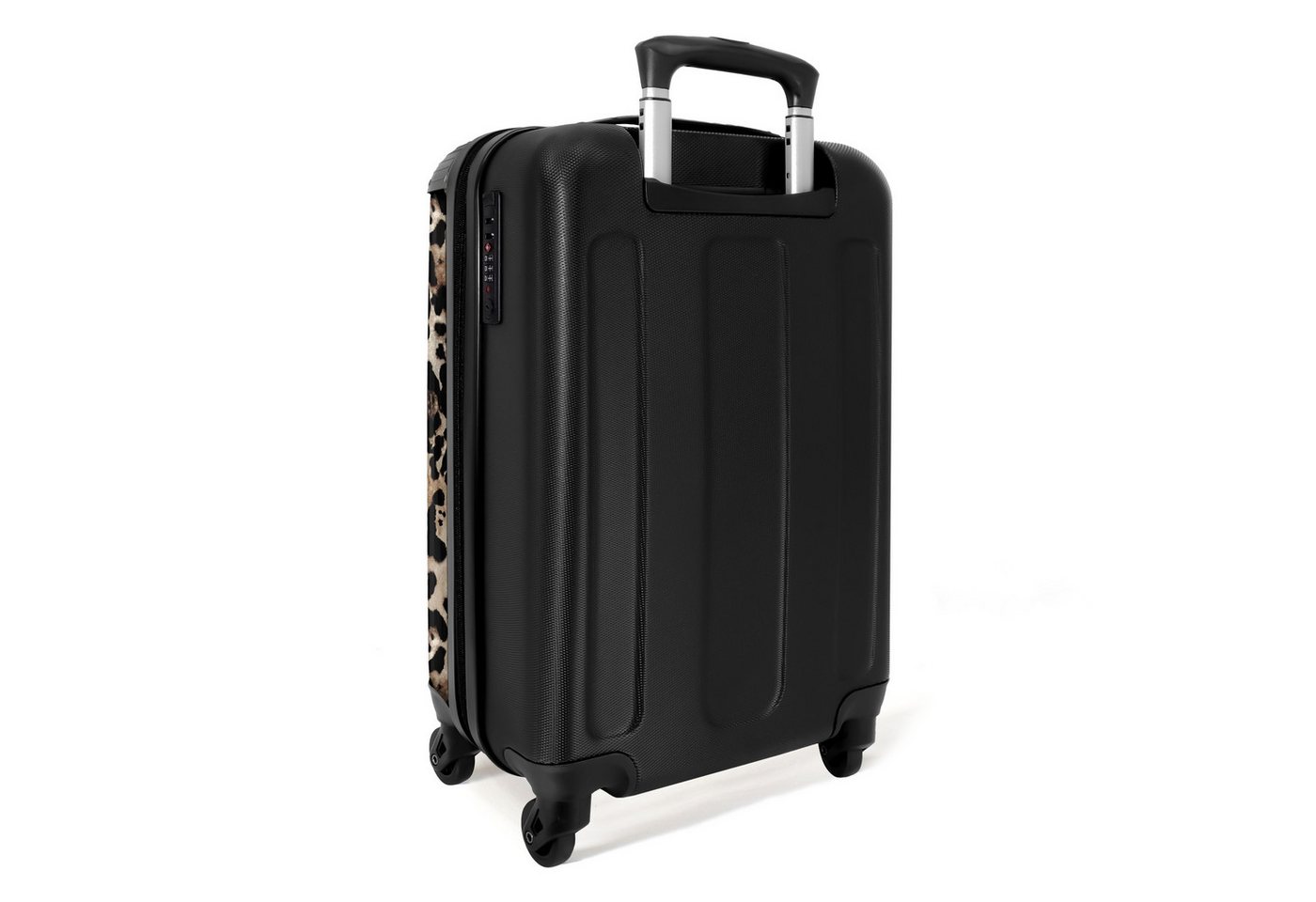 NoBoringSuitcases.com© Hartschalen-Trolley Pantherdruck - Beige - Schwarz 55x35x20cm, Reisetasche mit Rollen, Koffer Handgepäck Flugzeug Bild 4
