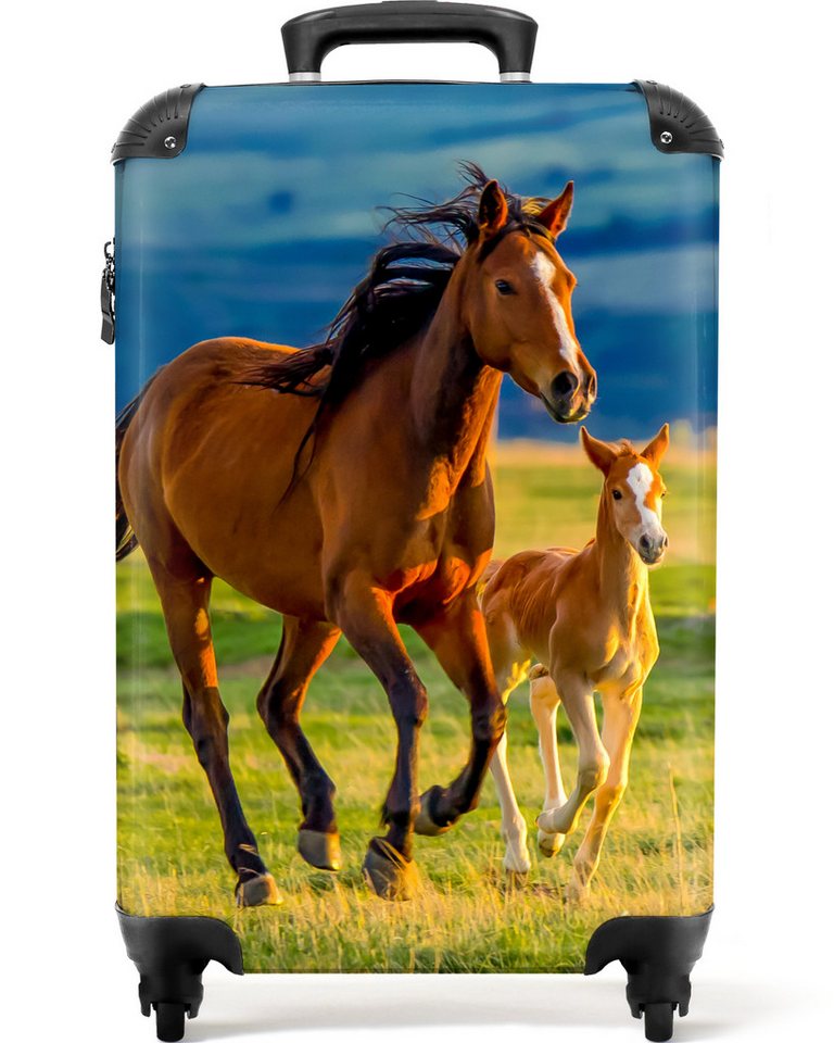 NoBoringSuitcases.com© Hartschalen-Trolley Pferde - Tiere - Landschaft - Sonne - Kinder 55x35x20cm, Kinder Koffer Klein, Trolley Handgepäck, Reisekoffer Bild 3