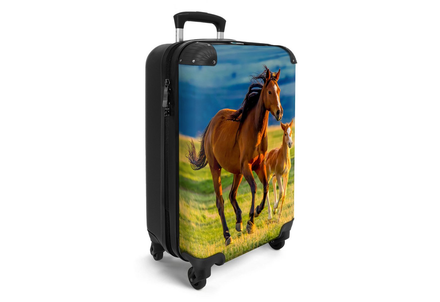 NoBoringSuitcases.com© Hartschalen-Trolley Pferde - Tiere - Landschaft - Sonne - Kinder 55x35x20cm, Kinder Koffer Klein, Trolley Handgepäck, Reisekoffer Bild 4