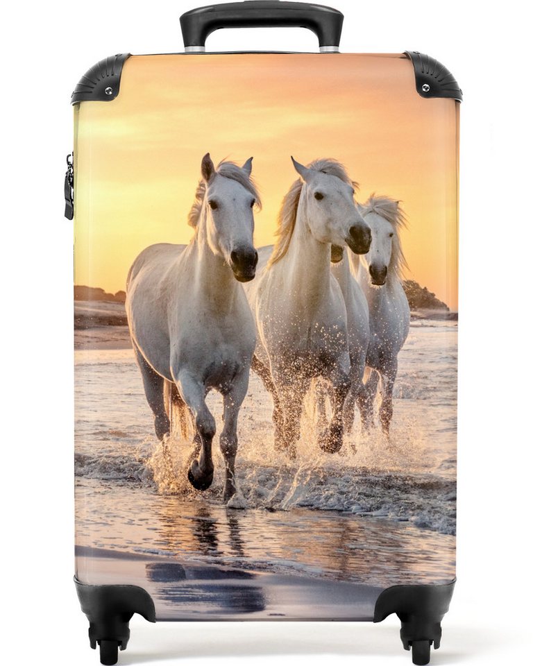 NoBoringSuitcases.com© Hartschalen-Trolley Pferd - Meer - Sonnenuntergang - Tiere - Kind 55x35x20cm, Kinder Koffer Klein, Trolley Handgepäck, Reisekoffer