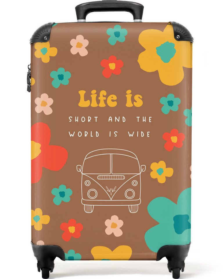NoBoringSuitcases.com© Hartschalen-Trolley Zitate - Blumen - Das Leben ist kurz - Hippie - Linienkunst 55x35x20cm, 4 Rollen, Handgepäck Koffer & Trolleys, Luggage, Reisekoffer Frauen Bild 4