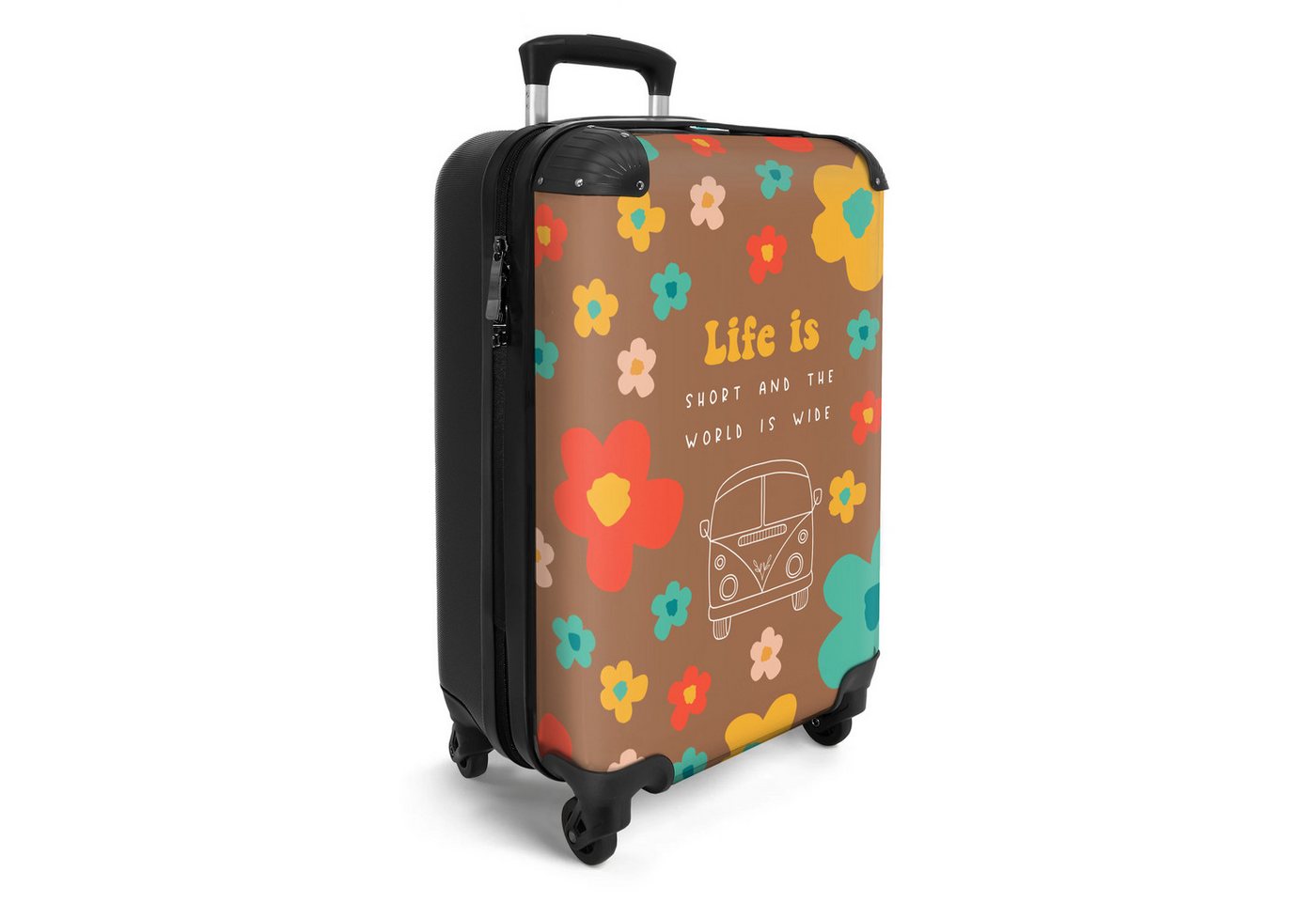 NoBoringSuitcases.com© Hartschalen-Trolley Zitate - Blumen - Das Leben ist kurz - Hippie - Linienkunst 55x35x20cm, 4 Rollen, Handgepäck Koffer & Trolleys, Luggage, Reisekoffer Frauen Bild 5